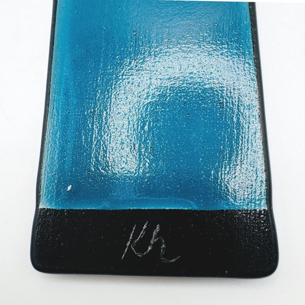 Handmade Fused Glass Wall Cross Faith Blue Art Glass Religious Decor